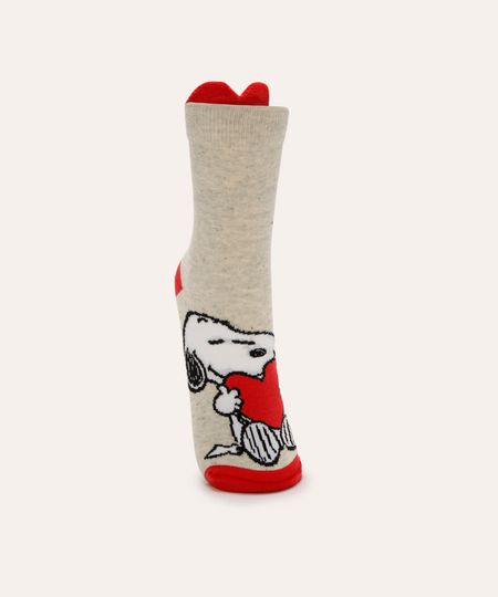 meia cano longo snoopy off white 34-39