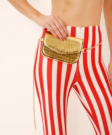 pochete alça de corrente metalizada dourado UNICO pochete alça de corrente metalizada dourado UNICO