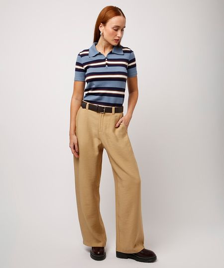calça de alfaiataria texturizada mindset bege 44