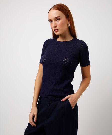 blusa de tricot mindset azul PP blusa de tricot mindset azul PP