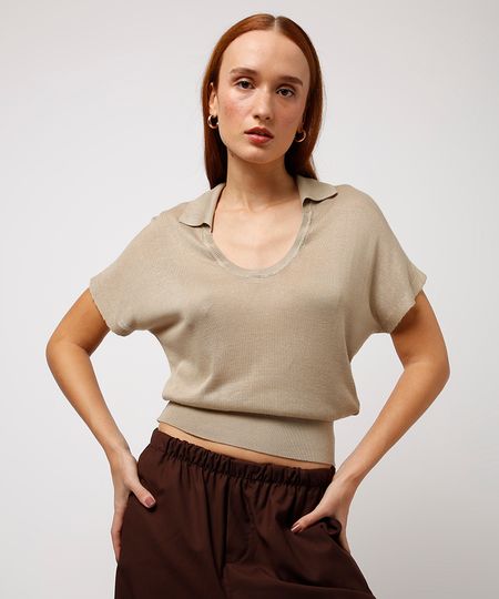 polo de tricot decote redondo mindset verde GG polo de tricot decote redondo mindset verde GG