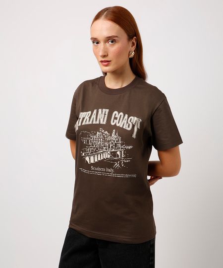 camiseta de algodão atrani coast mindset marrom PP camiseta de algodão atrani coast mindset marrom PP