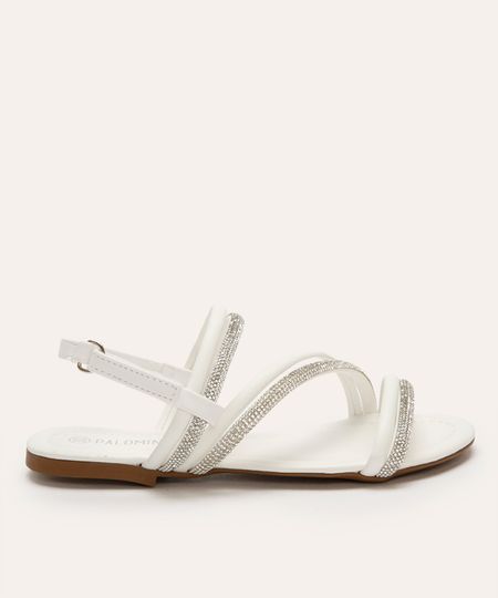 sandália infantil tira com brilho branca 34 sandália infantil tira com brilho branca 34