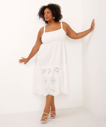 vestido midi com recortes plus size off white GG4