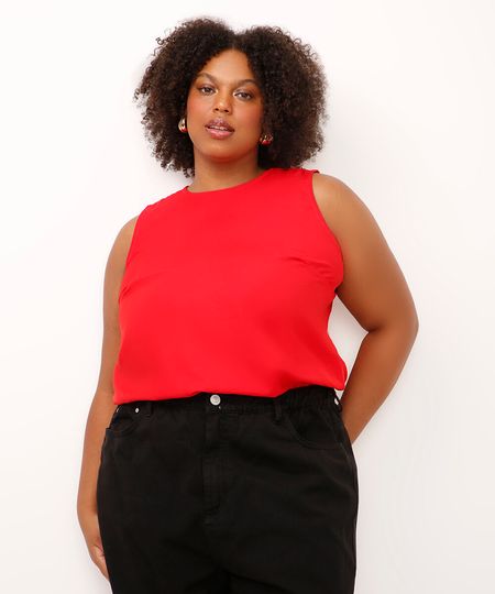 regata de viscose plus size vermelha GG1
