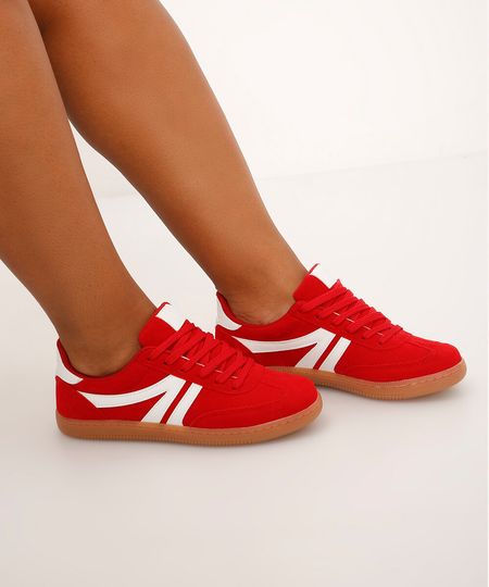 tênis casual com recortes ace vermelho 36 tênis casual com recortes ace vermelho 36