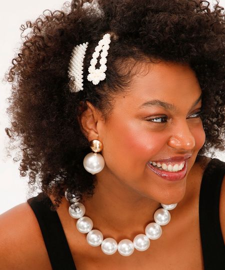 kit de 2 presilhas de cabelo pérolas branco UNICO kit de 2 presilhas de cabelo pérolas branco UNICO