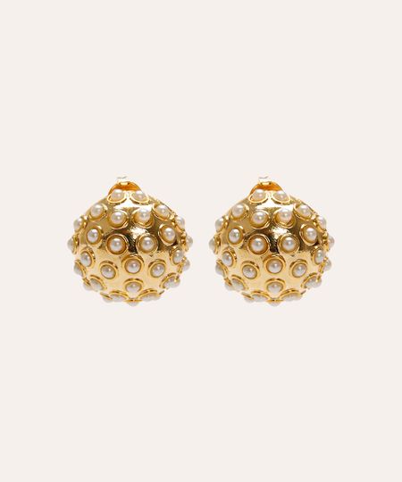 brinco redondo com pérolas dourado UNICO