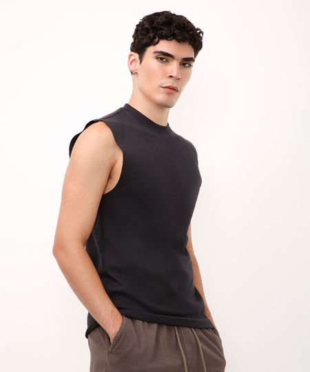 regata machão de algodão texturizada preta PP regata machão de algodão texturizada preta PP