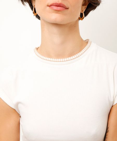 blusa de viscose canelada ponto tricot off white GG blusa de viscose canelada ponto tricot off white GG