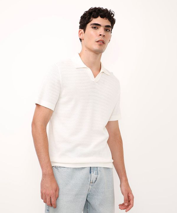 polo de tricot manga curta off white GG