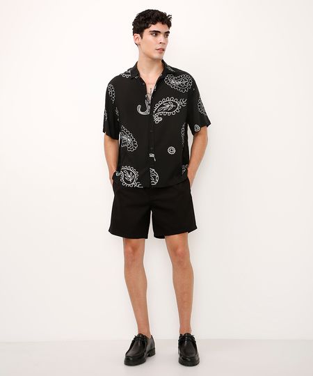 short jogger de sarja - preto M