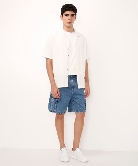 bermuda cargo jeans azul 40