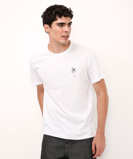 camiseta de algodão coqueiro branca G