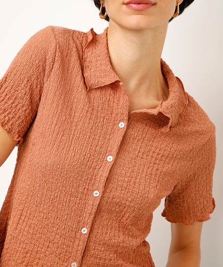 camisa manga curta texturizada bege PP