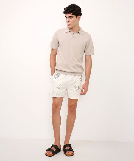 short de algodão com bordado místicos off white M short de algodão com bordado místicos off white M