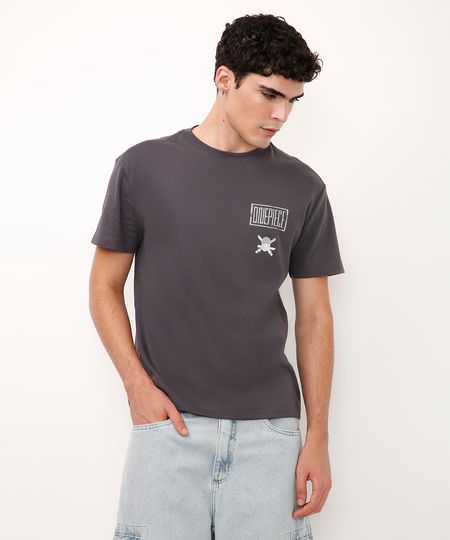 camiseta relaxed de algodão one piece - chumbo PP