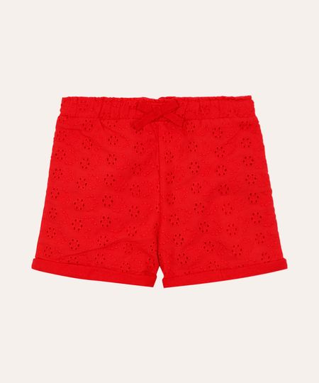 short de laise infantil floral vermelho 3-6