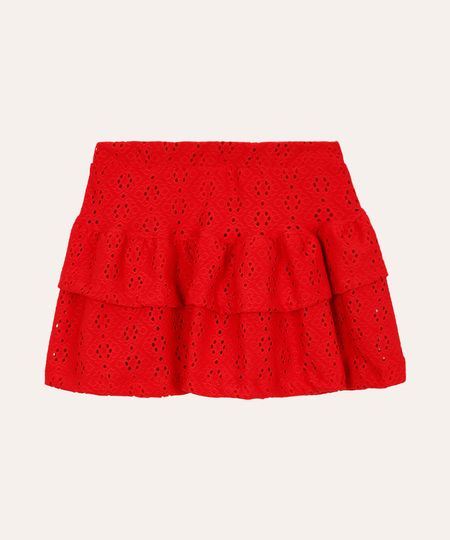 short saia de laise infantil vermelho 4 short saia de laise infantil vermelho 4