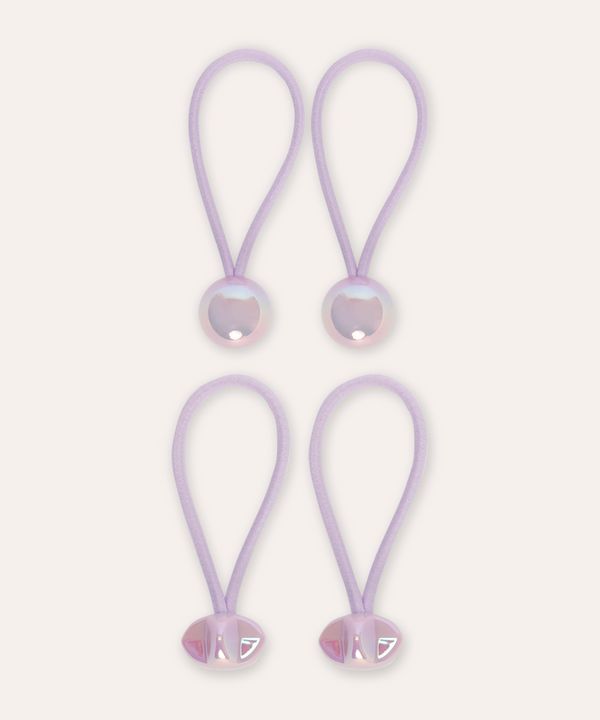 kit de 4 elásticos para cabelo infantis com acrílico holográfico lilás UNICO