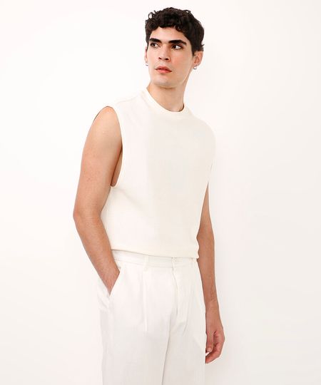 regata machão de algodão texturizada off white PP