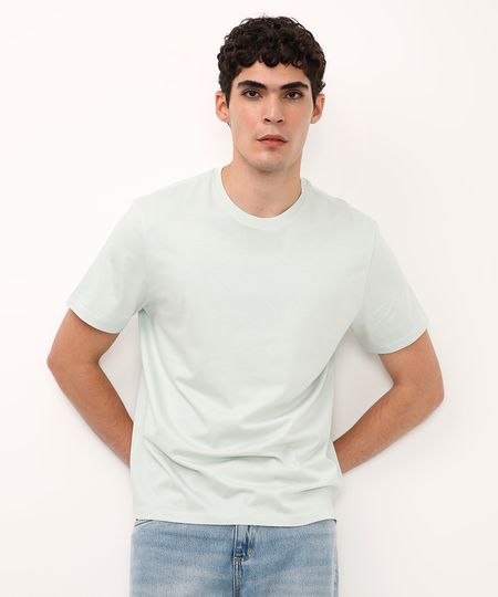 camiseta de algodão pima manga curta verde M