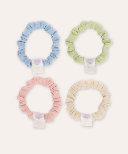 kit de 4 elásticos de cabelo infantis scrunchie colorido UNICO kit de 4 elásticos de cabelo infantis scrunchie colorido UNICO