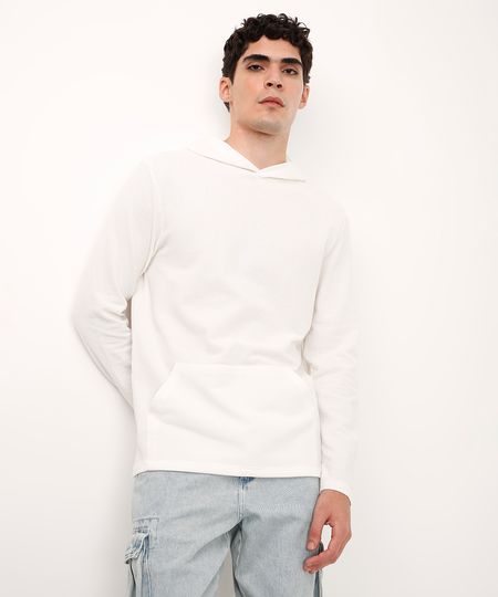 blusa manga longa com capuz texturizada off white GG