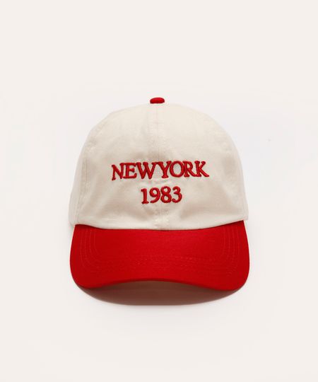 boné de sarja aba curva new york off white UNICO