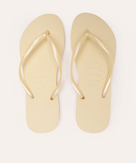 chinelo havaianas slim metalizado amarelo 33-34