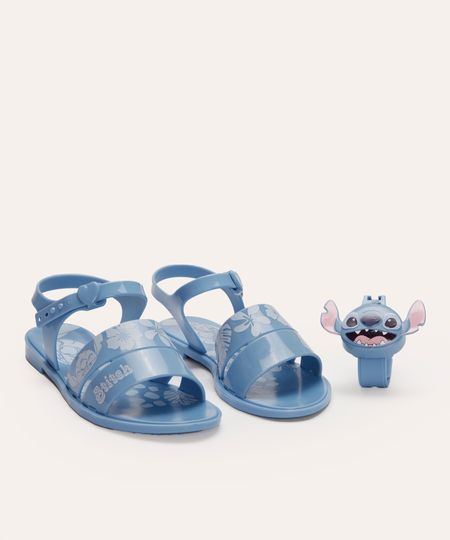 sandália grendene infantil com brinde stitch azul 29