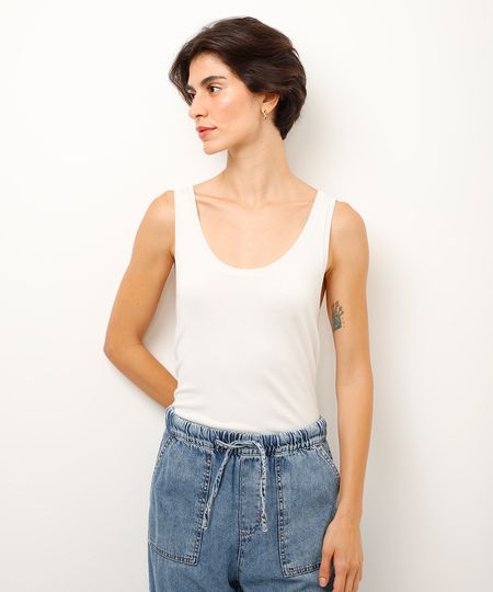 regata básica de tricot off white PP