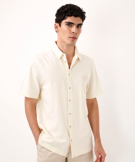 camisa de algodão com bordado off white M