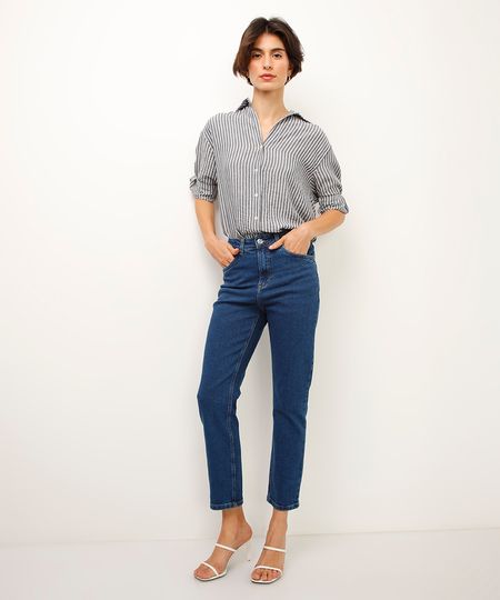 calça slim jeans cintura alta azul 34 calça slim jeans cintura alta azul 34