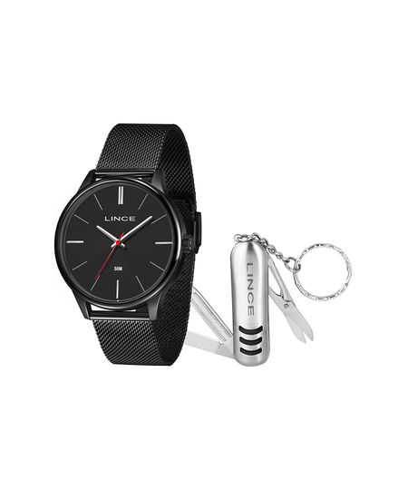 kit relógio analógico masculino lince mrnm019l46ka7lp1px preto UNICO