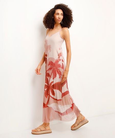 vestido longo de tule folhagens off white M