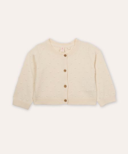 cardigan de tricot infantil poá bege 3-6