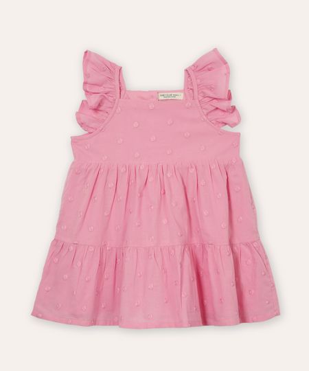 vestido midi infantil poá rosa 3