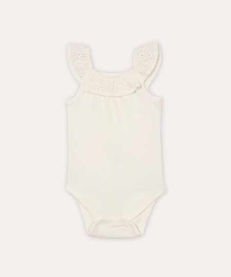 body de algodão infantil alça fina off white 18-24