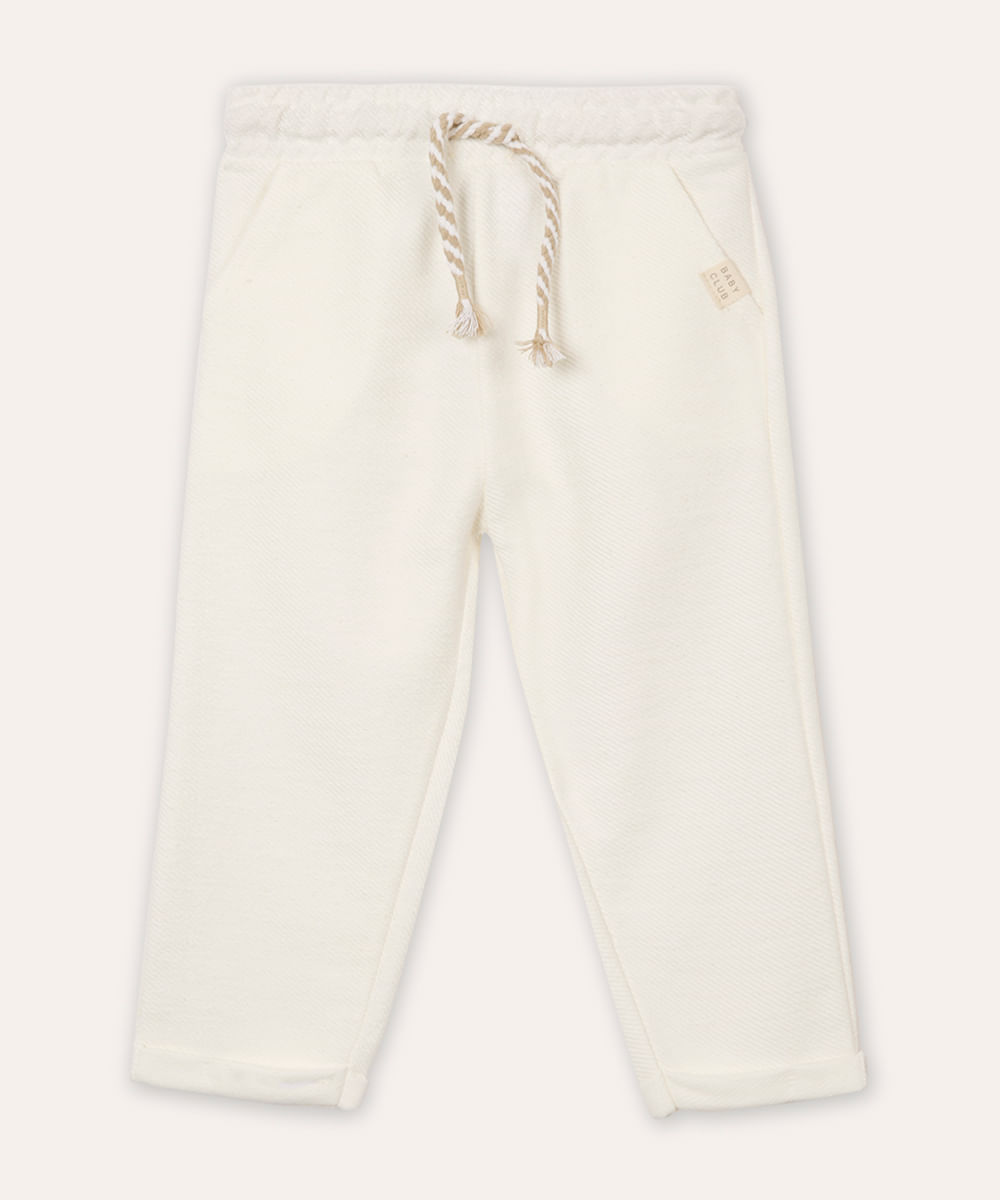 calça infantil com linho texturizada branca
