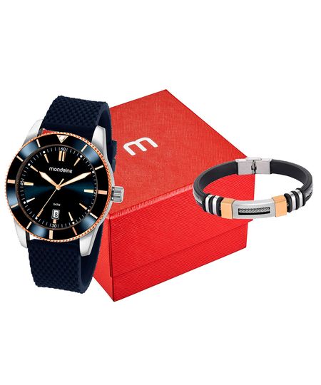 kit relógio analógico calendário masculino mondaine 32280g0mvni3 prateado UNICO