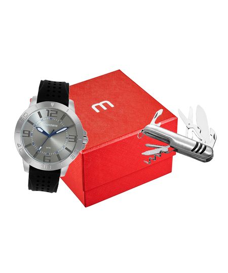 kit relógio analógico masculino mondaine 99776g0mvni1k prateado UNICO