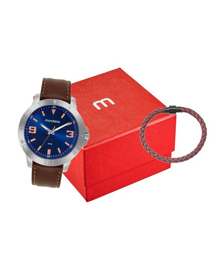 kit relógio analógico masculino mondaine 99777g0mvnh2k prateado UNICO