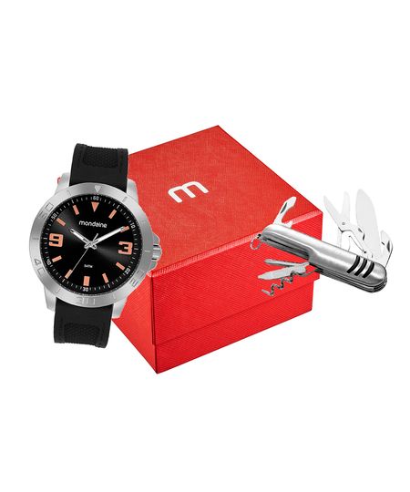 kit relógio analógico masculino mondaine 99777g0mvni1k prateado UNICO