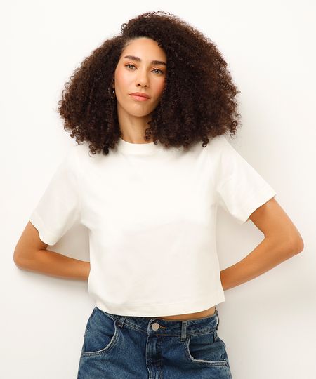 cropped de algodão peruano off white PP cropped de algodão peruano off white PP