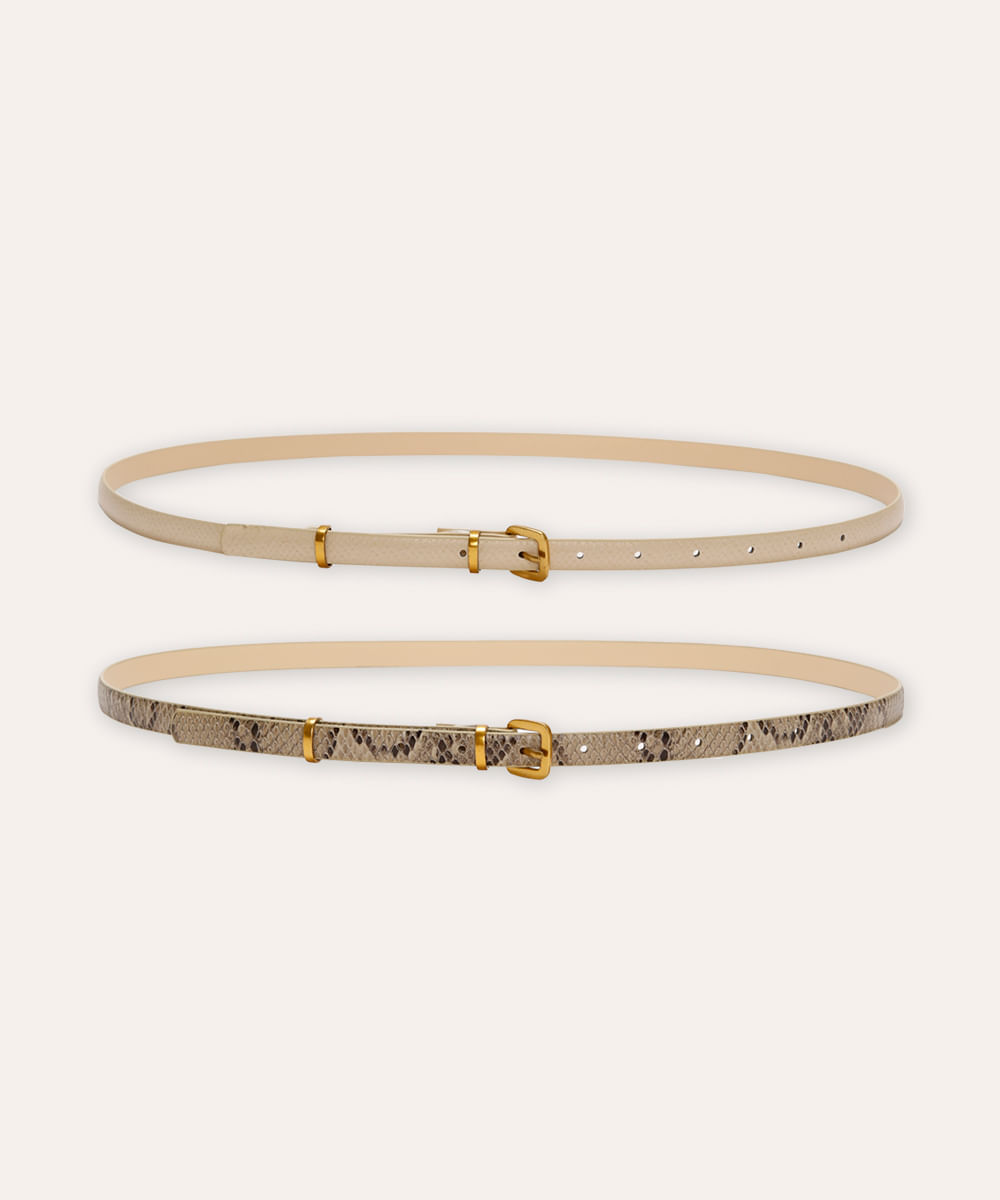 kit de 2 cintos fivela quadrada texturizado colorido