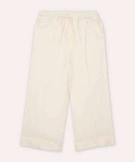 calça reta com linho infantil off white 10 calça reta com linho infantil off white 10