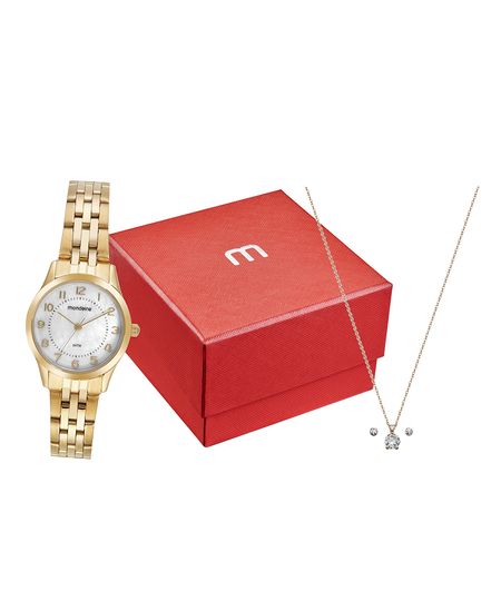 kit relógio feminino mondaine analógico 32796lpmkde1k1 dourado UNICO