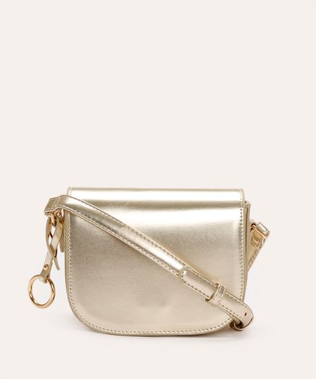 bolsa crossbody com aba dourada UNICO bolsa crossbody com aba dourada UNICO