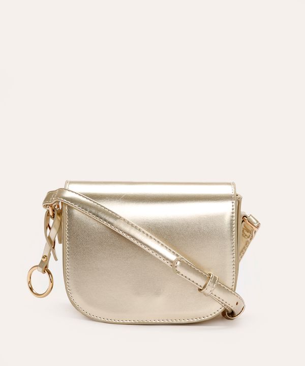 bolsa crossbody com aba dourada UNICO
